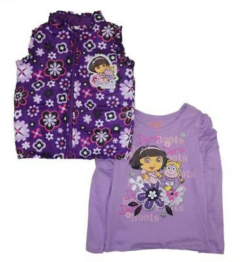 Dora The Explorer Girls Purple Vest & Top Set Size 12M 18/24M 2T/3T 4T/5T