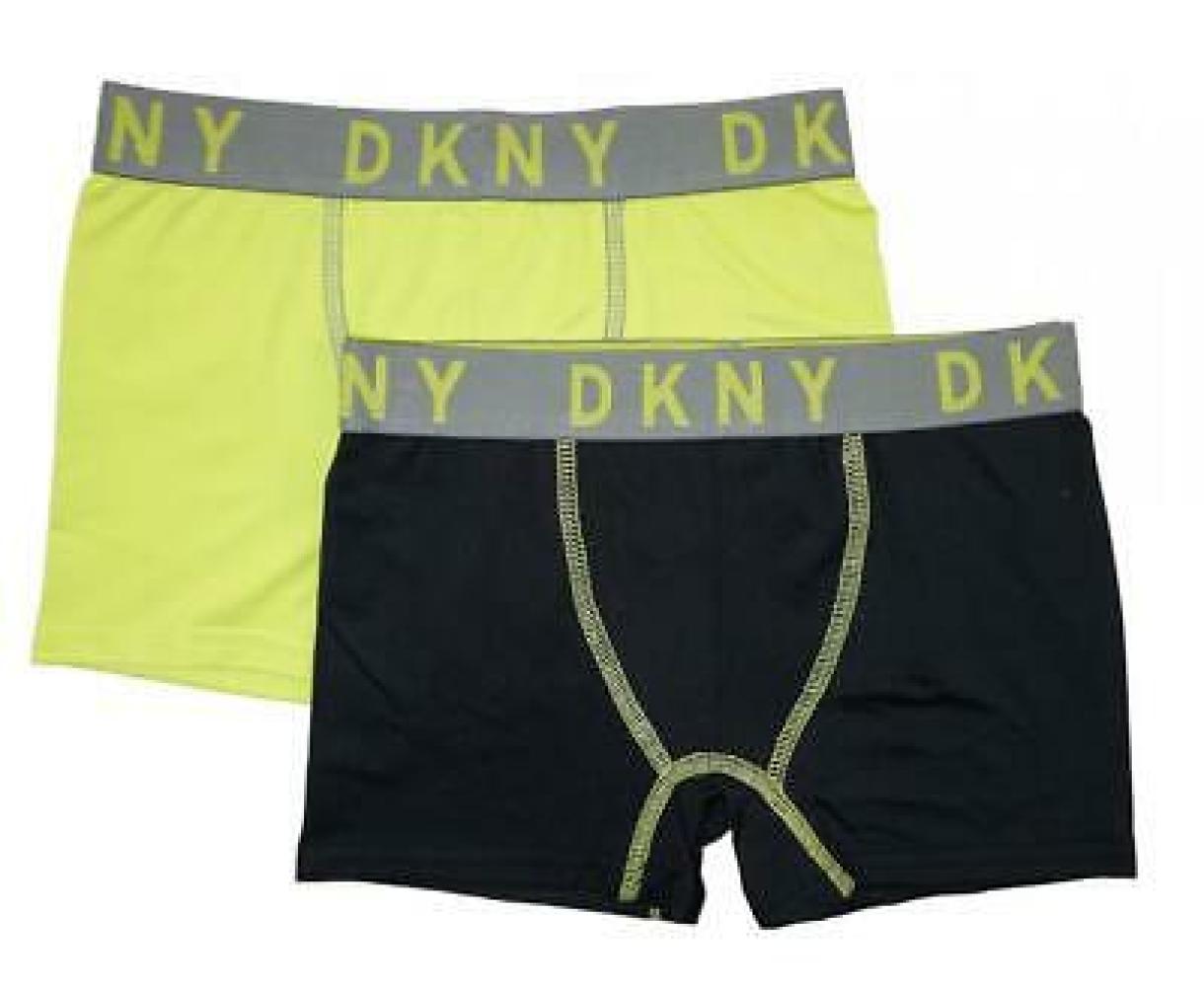 DKNY Boys' Black & Lime 2 Pack Performance Boxer Brief Size S M L XL